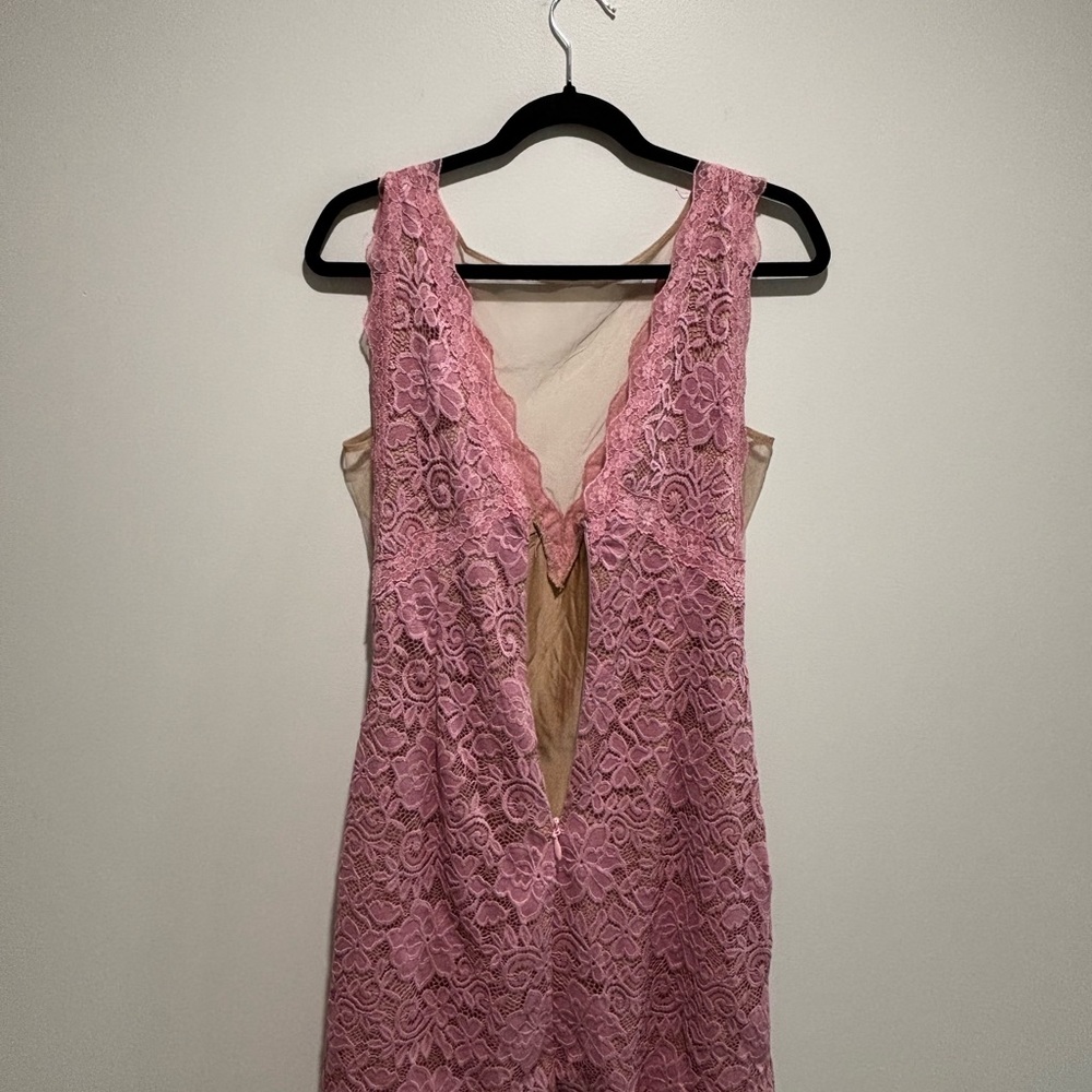 Bebe Pink and Gold Lace Dress